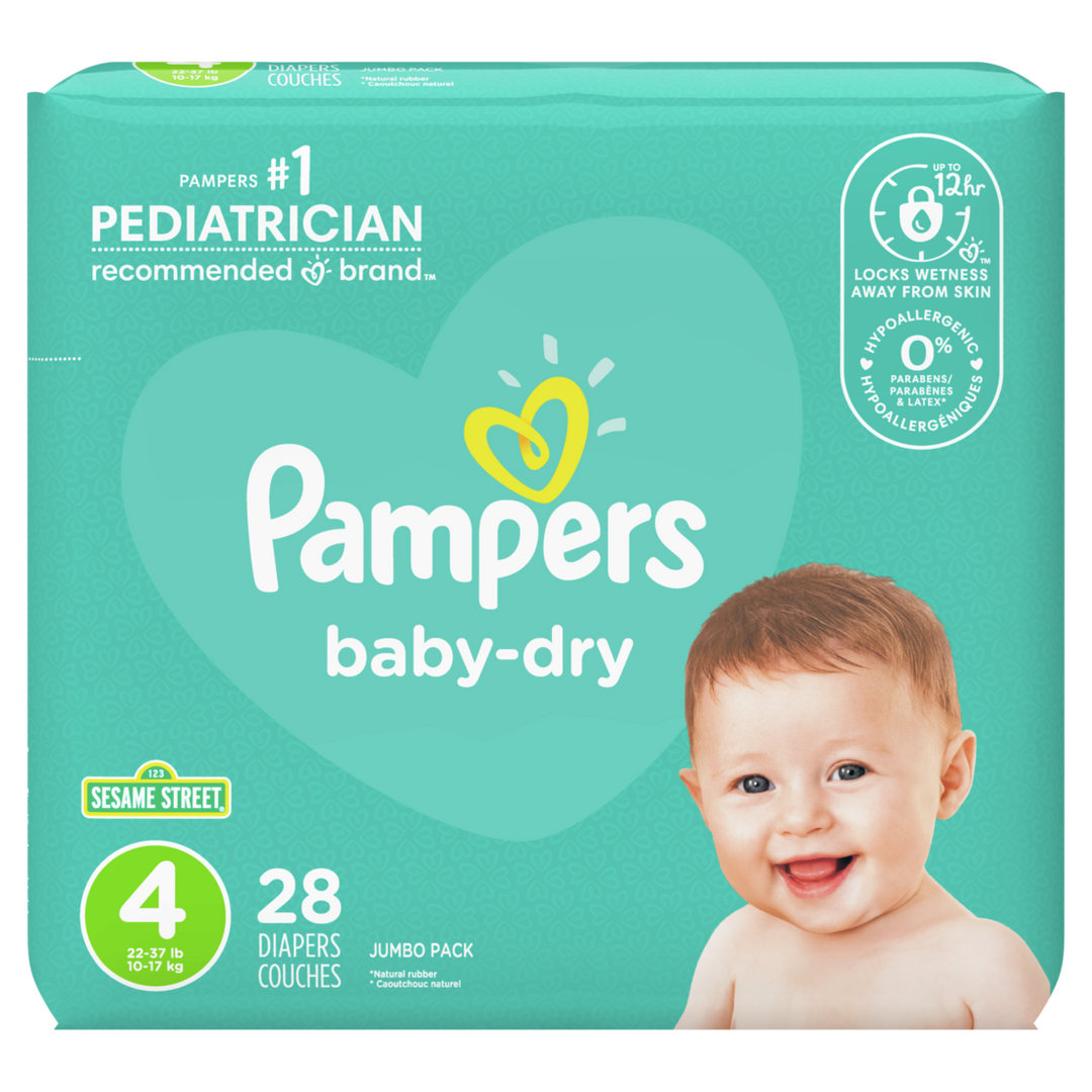 Pampers Diapers Size 4-28 Count-4/Case