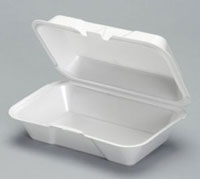 Genpak 9.5 Inch X 5.25 Inch X 3.5 Inch White Large Hoagie Foam Hinged Container-100 Each-100/Box-2/Case