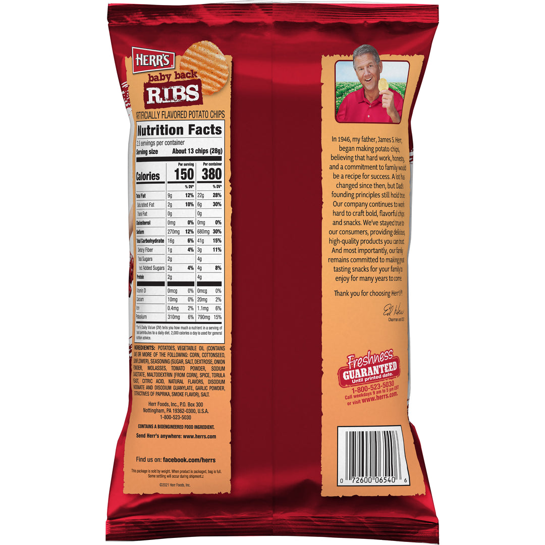 Herr Baby Back Rib Chips-2.5 oz.-12/Case