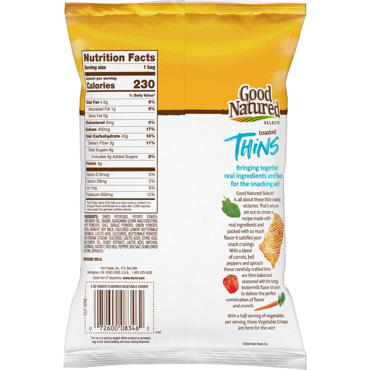 Herr Good Natured Ranch Baked Vegetable Crisps-2 oz.-6/Case