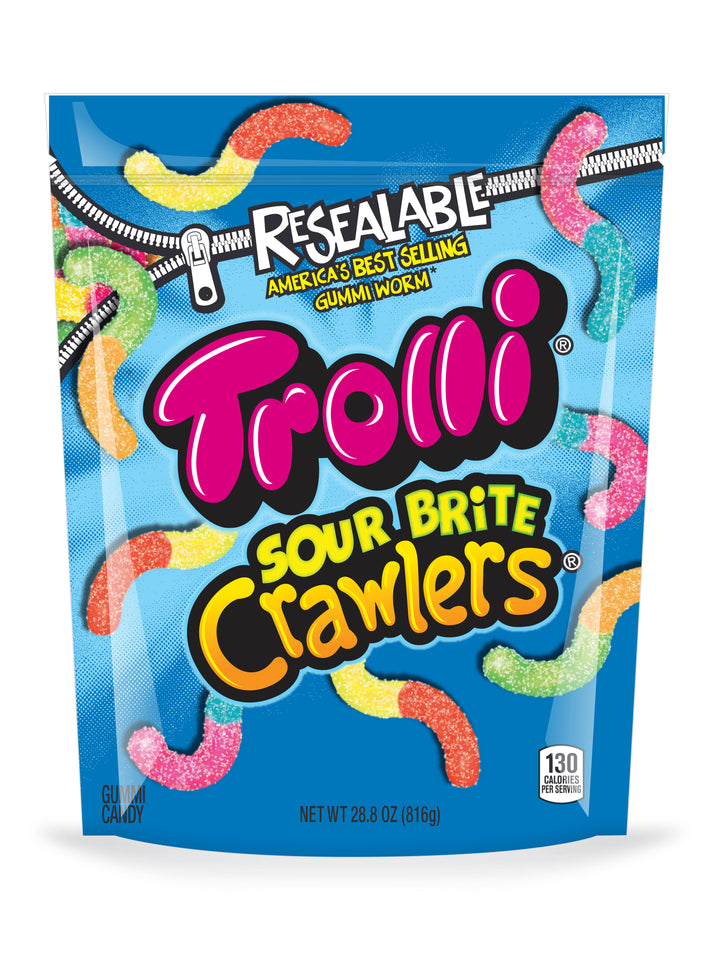 Trolli Sour Brite Crawlers Gummy Candy Resealable Bag-28.8 oz.-6/Case