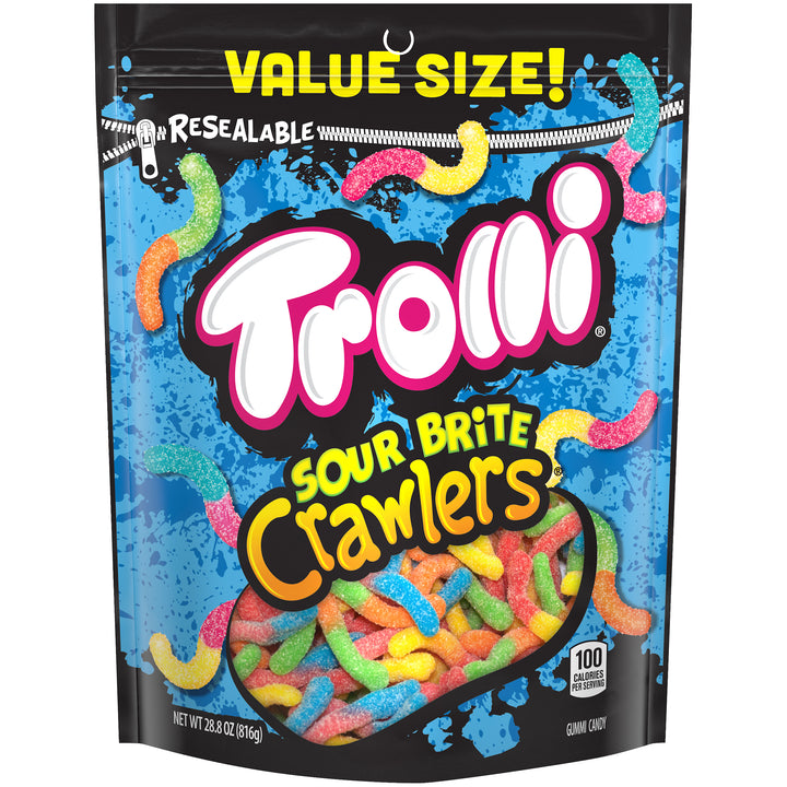 Trolli Sour Brite Crawlers Gummy Candy Resealable Bag-28.8 oz.-6/Case