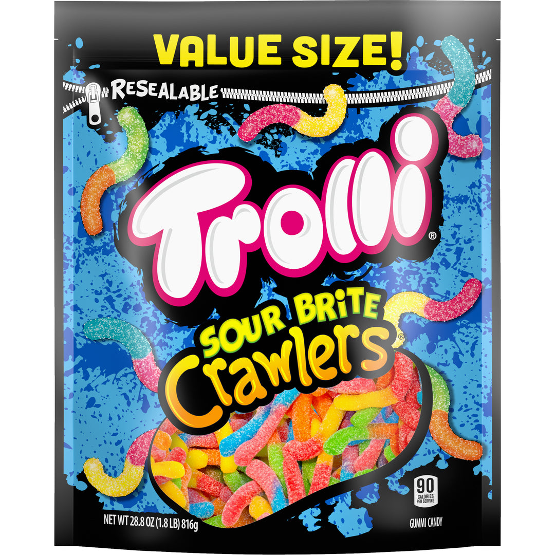 Trolli Sour Brite Crawlers Gummy Candy Resealable Bag-28.8 oz.-6/Case