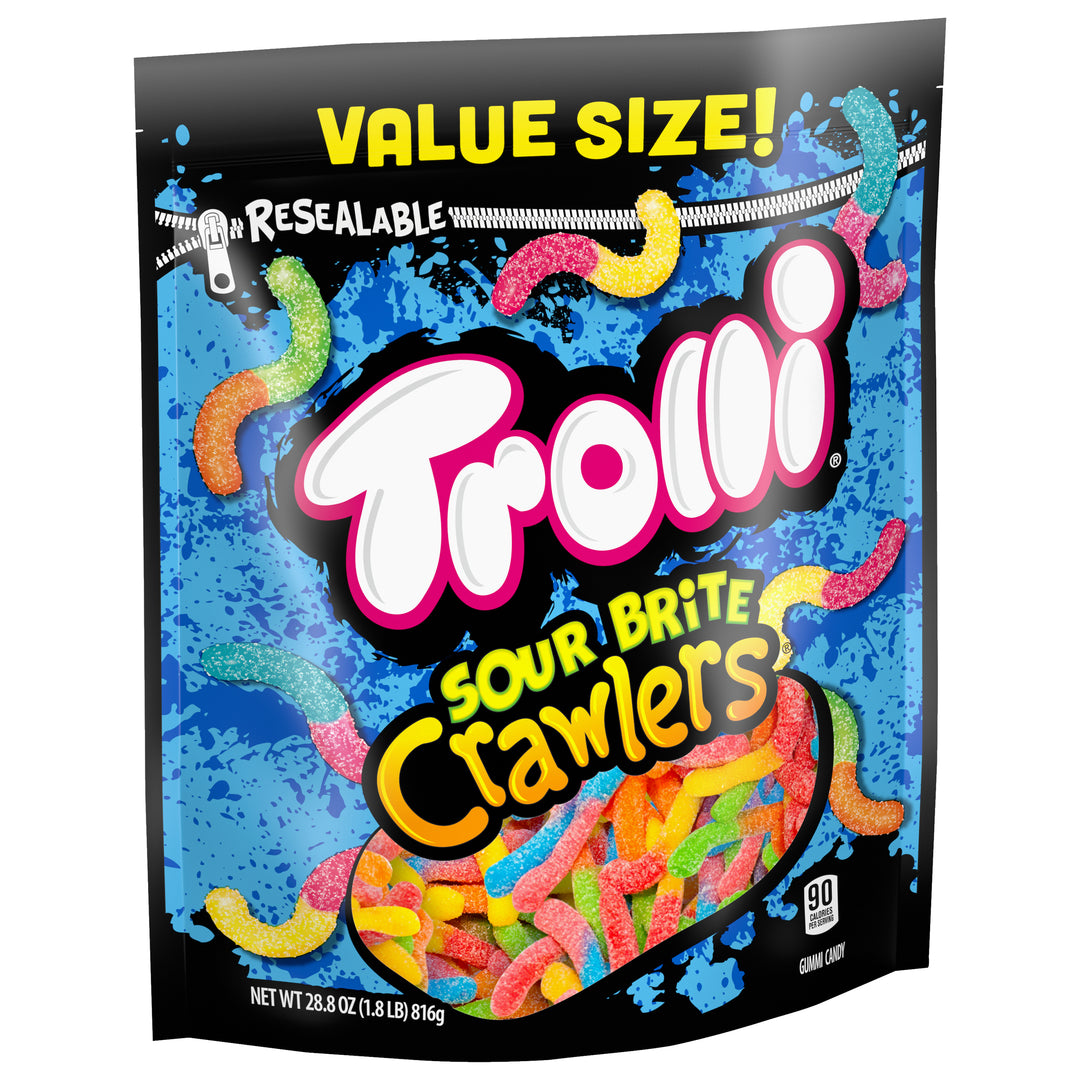 Trolli Sour Brite Crawlers Gummy Candy Resealable Bag-28.8 oz.-6/Case