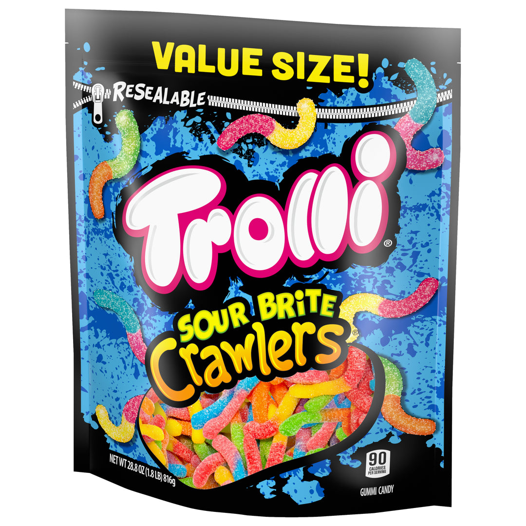 Trolli Sour Brite Crawlers Gummy Candy Resealable Bag-28.8 oz.-6/Case