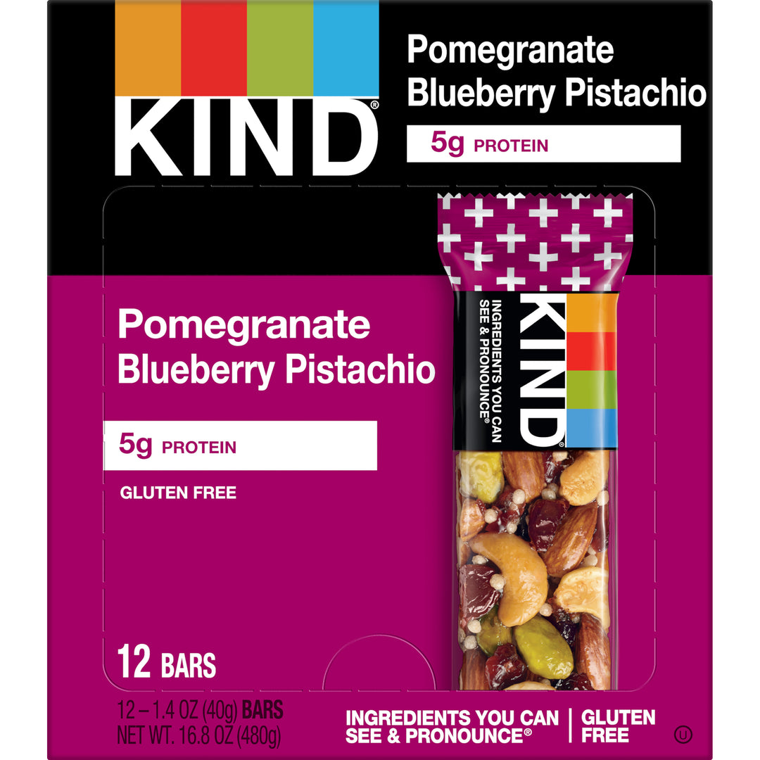 Kind Healthy Snacks Bar Pomegranate Blueberry Pistachio Bar 1.4 oz.- 12/Pack- 6 Packs/Case-1.4 oz.-12/Box-6/Case