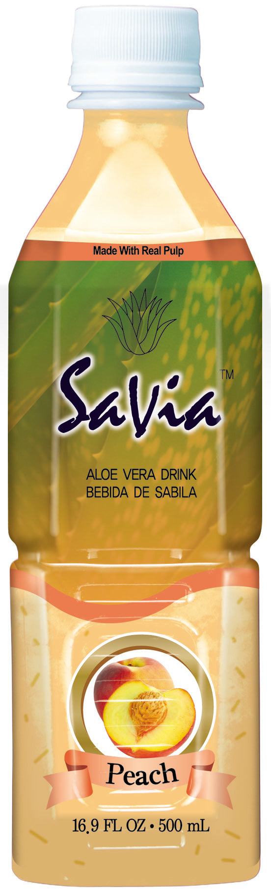 Savia Peach Aloe Vera Drink-500 Milliliter-12/Case
