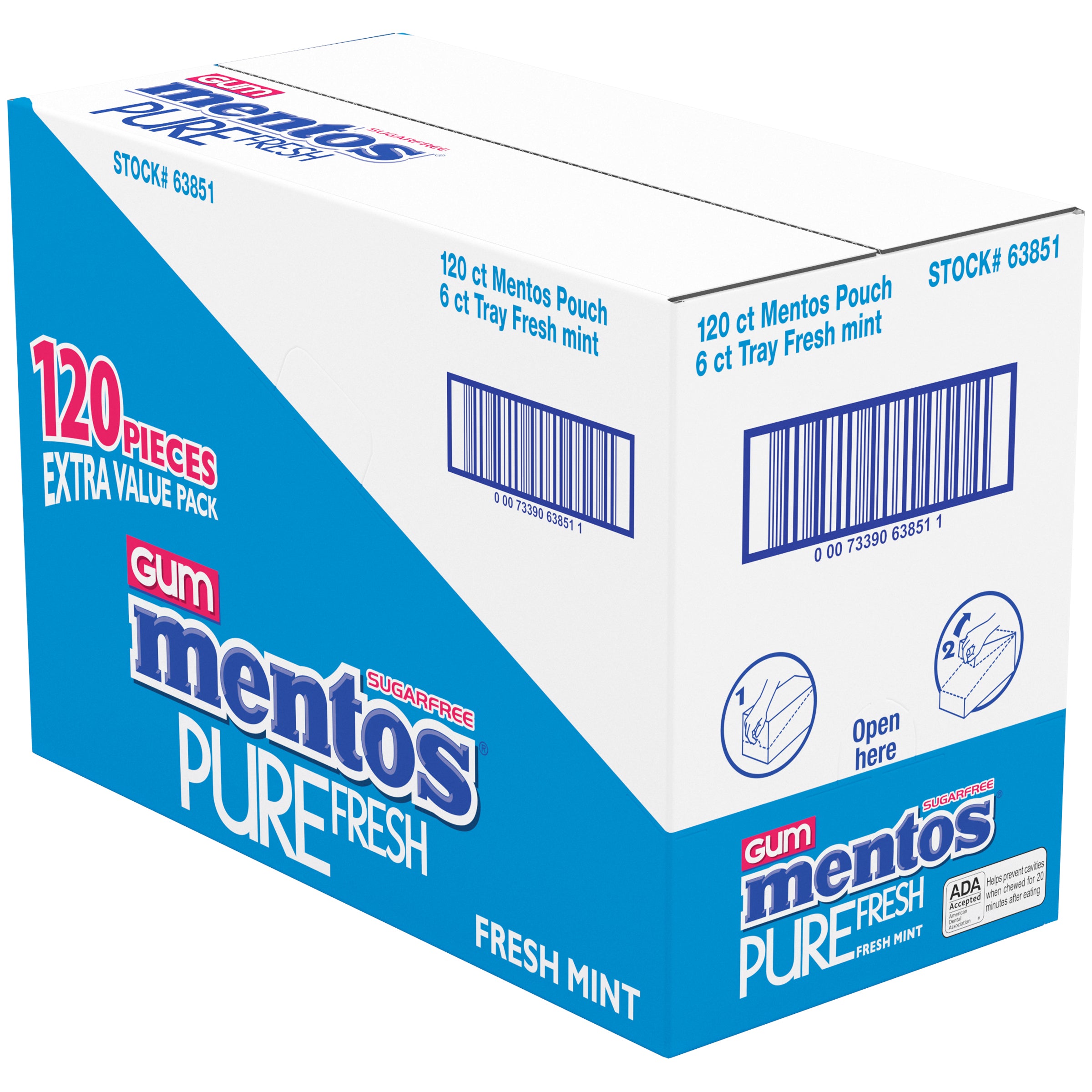 Mentos Gum Fresh Mint Pouch-120 Piece-6/Case MPN# 63851 – Round