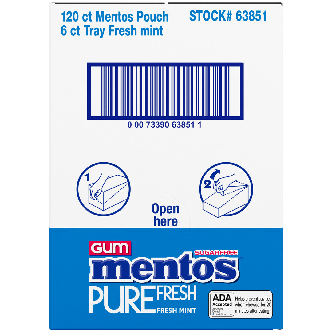 Mentos Gum Fresh Mint Pouch-120 Piece-6/Case