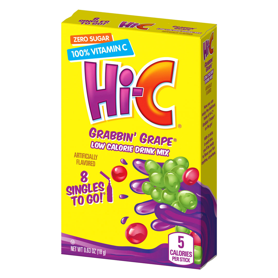 Hi-C Grabbin' Grape Low Calorie Drink Mix Singles To Go-8 Count-12/Case