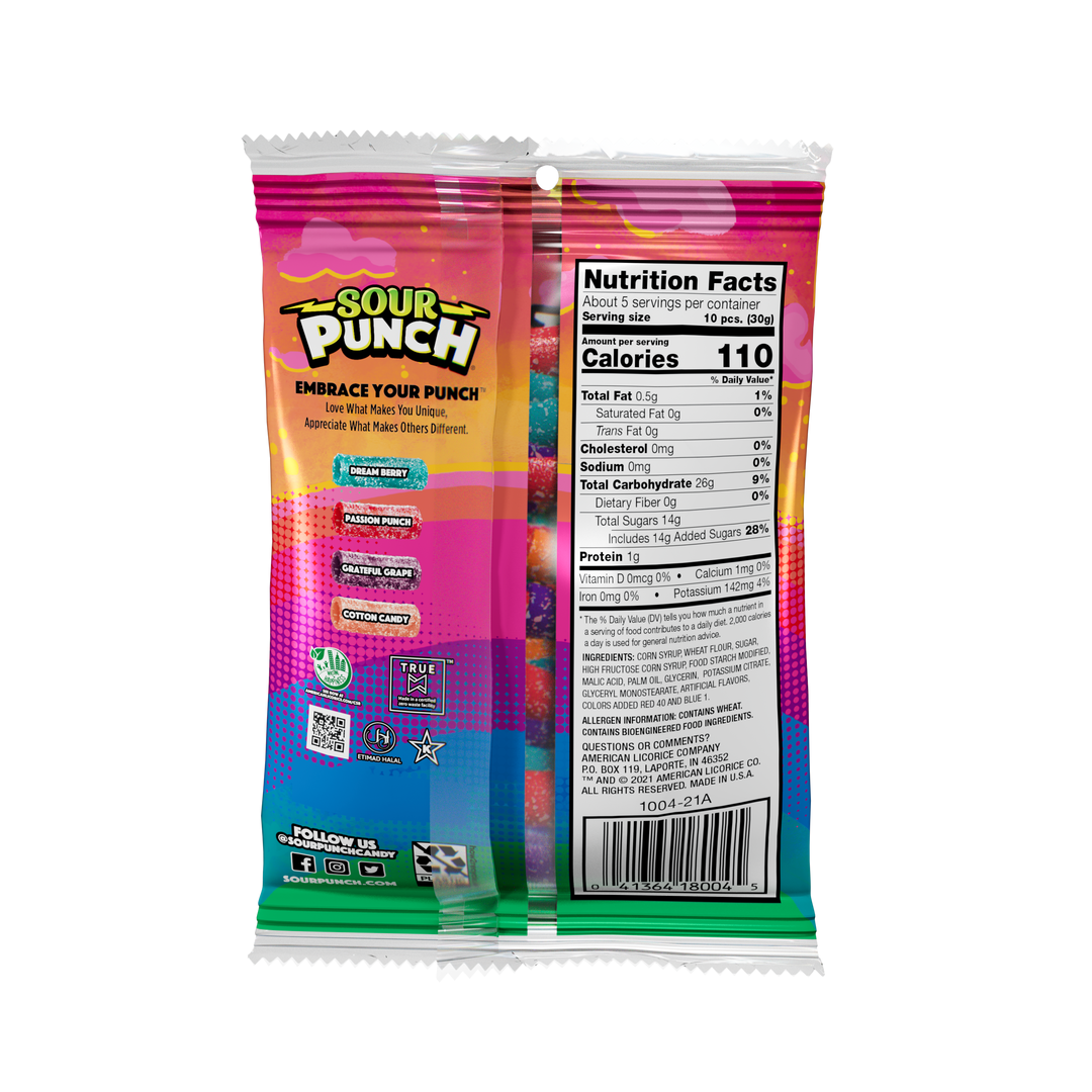 Sour Punch Dream Berry Sweet Bites Gummy Candy-5 oz.-12/Case