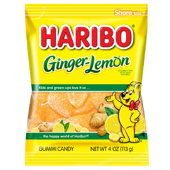 Haribo Confectionery Ginger-Lemon Gummy Candy-4 oz.-12/Case