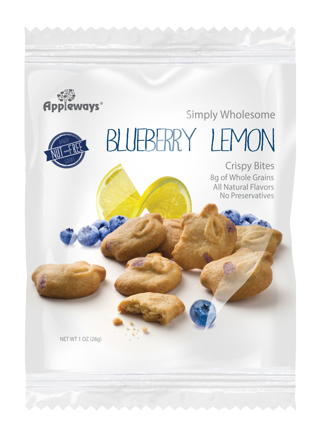 Appleways Individually Wrapped Whole Grain Blueberry Lemon Crispy Bites-1 Count-108/Case
