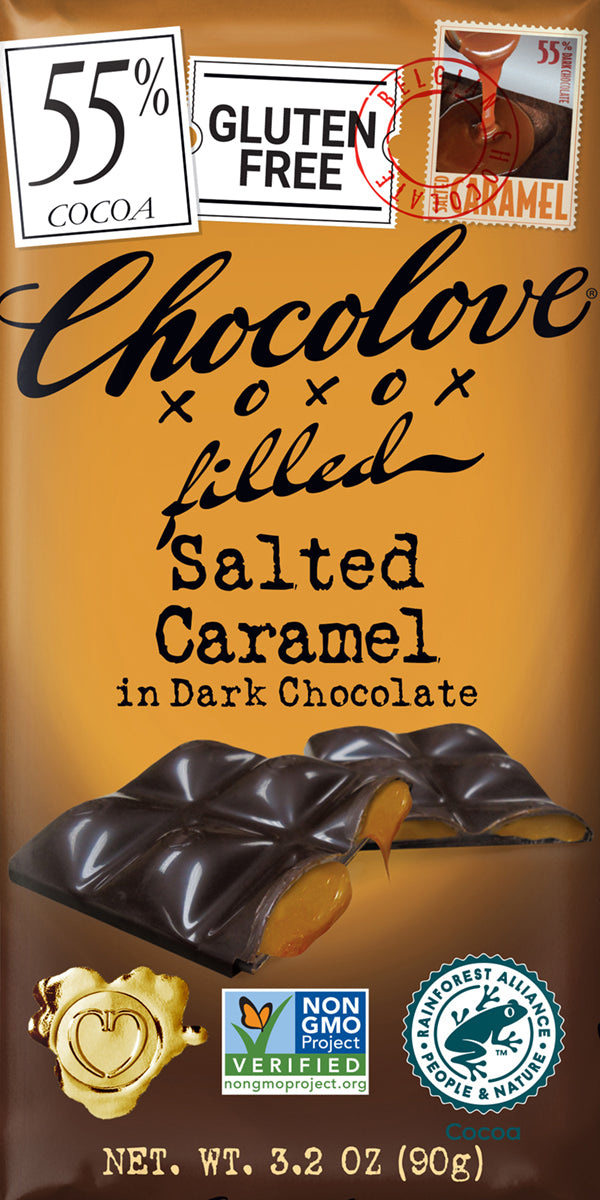 Chocolove Salted Caramel In Dark Chocolate-3.2 oz.-10/Box-12/Case