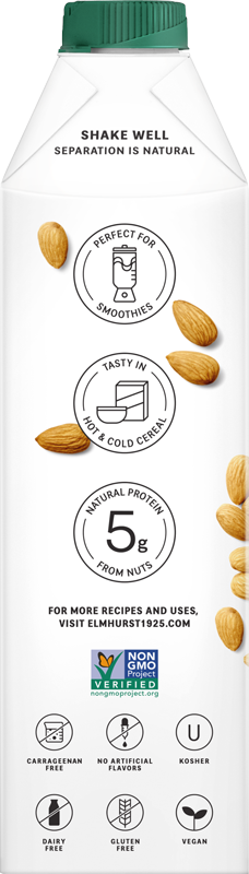 Elmhurst Milked Unsweetened Almond Milk-32 fl oz.-6/Case