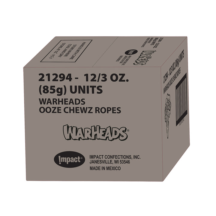 Warheads Ooze Chewz Ropes Peg Bag-3 oz.-12/Case
