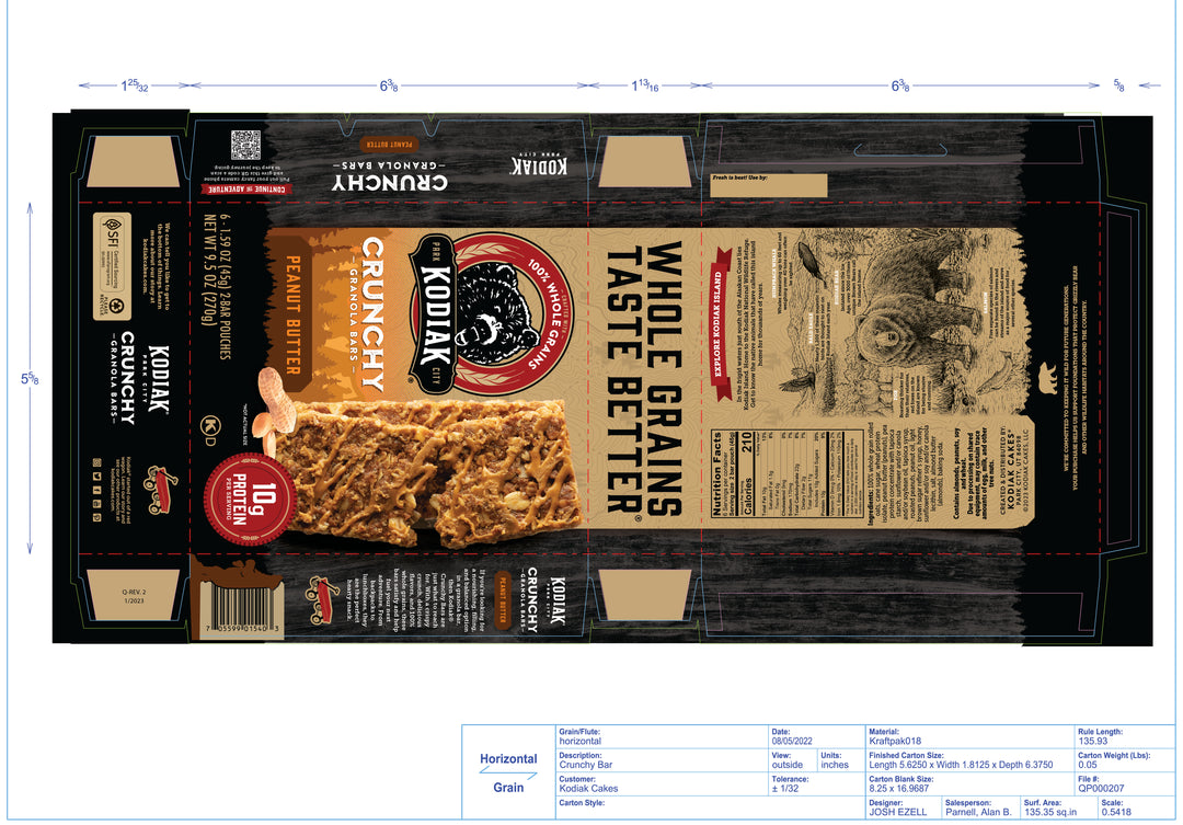 Kodiak Cakes Peanut Butter Crunchy Granola Bars-9.5 oz.-12/Case