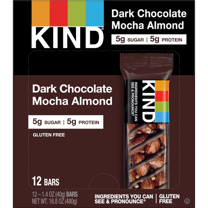 Kind Healthy Snacks Bar Dark Chocolate Mocha Almond Bar 1.4 oz.- 12/Pack- 6 Packs/Case-1.4 oz.-12/Box-6/Case