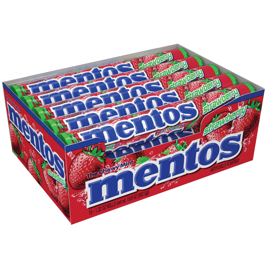 Mentos Strawberry Candy-1.32 oz.-15/Box-24/Case