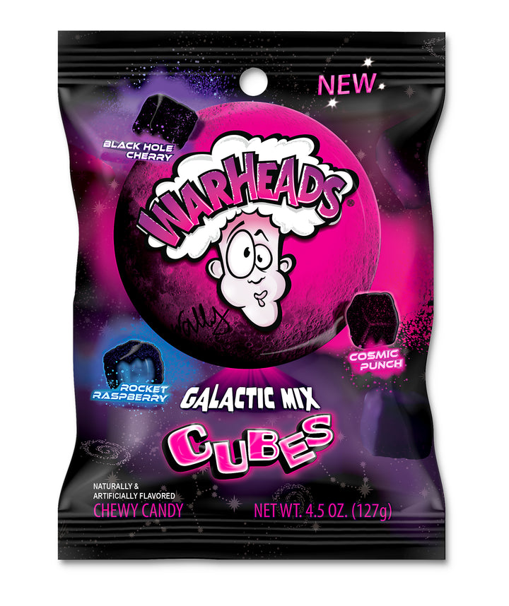 Warheads Galactic Mix Cubes Peg Bag-4.5 oz.-12/Case