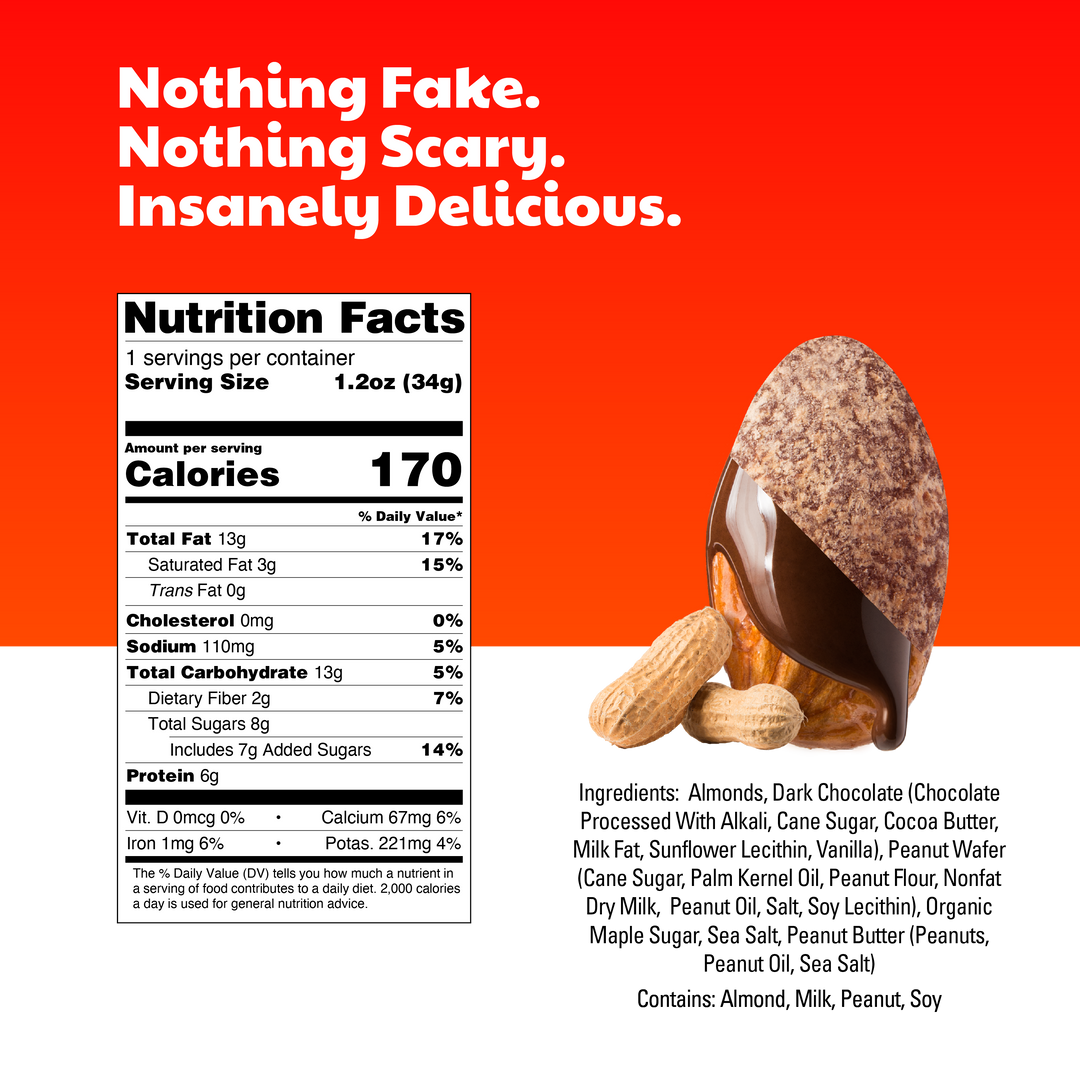 Skinny Dipped Almonds Dark Chocolate Peanut Butter Almonds Single Serve Packets-1.2 oz.-10/Box-4/Case