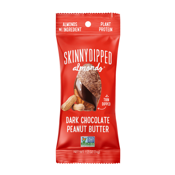 Skinny Dipped Almonds Dark Chocolate Peanut Butter Almonds Single Serve Packets-1.2 oz.-10/Box-4/Case
