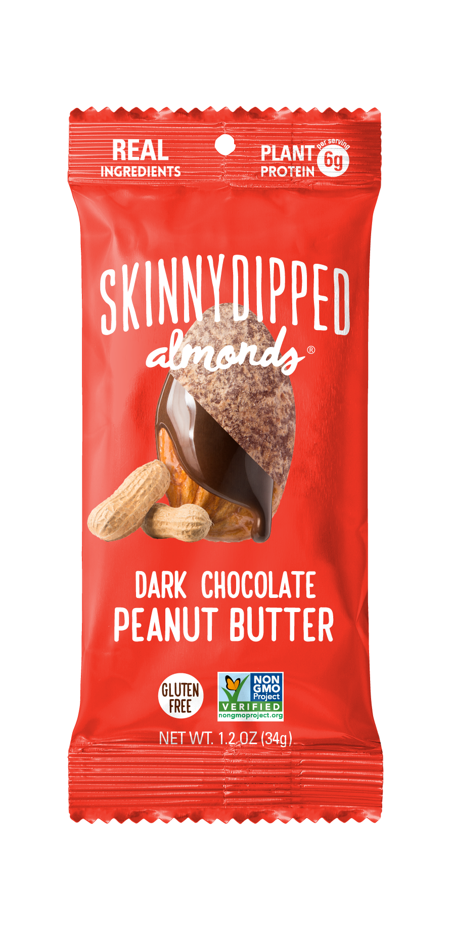 Skinny Dipped Almonds Dark Chocolate Peanut Butter Almonds Single Serve Packets-1.2 oz.-10/Box-4/Case