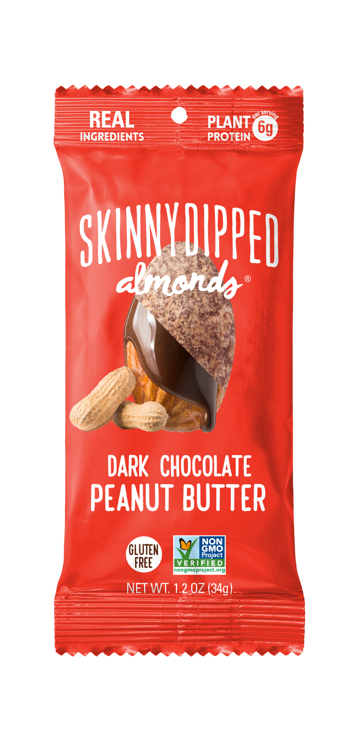 Skinny Dipped Almonds Dark Chocolate Peanut Butter Almonds Single Serve Packets-1.2 oz.-10/Box-4/Case