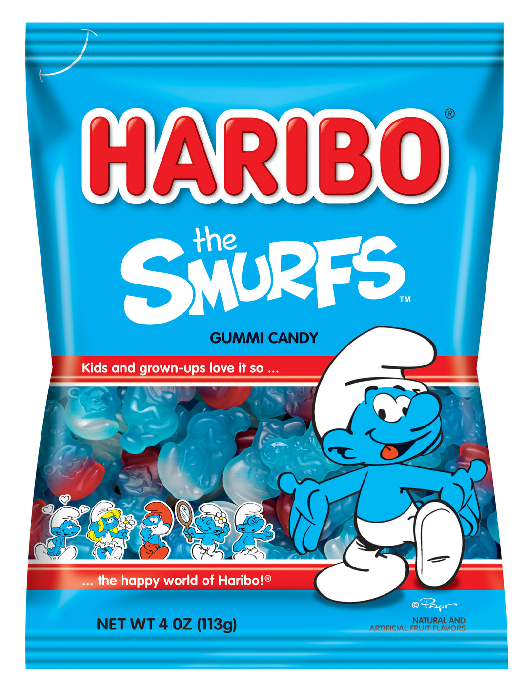 Haribo Confectionery Smurfs Gummy Candy-4 oz.-12/Case
