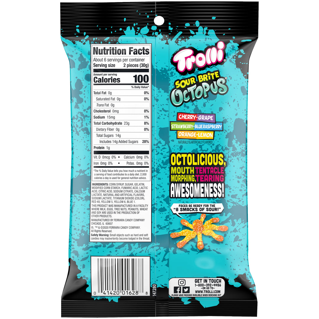 Trolli Sour Brite Octopus Gummy Candy-6.3 oz.-8/Case