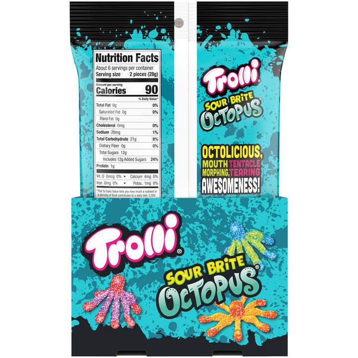 Trolli Sour Brite Octopus Gummy Candy-6.3 oz.-8/Case