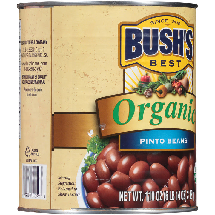Bush's Best Organic Pinto Beans-110 oz.-6/Case