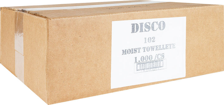 Disco 4.75 Inch X 6.375 Inch Bulk Individually Wrapped Sealed Moist Towelette-1000 Count-1/Case