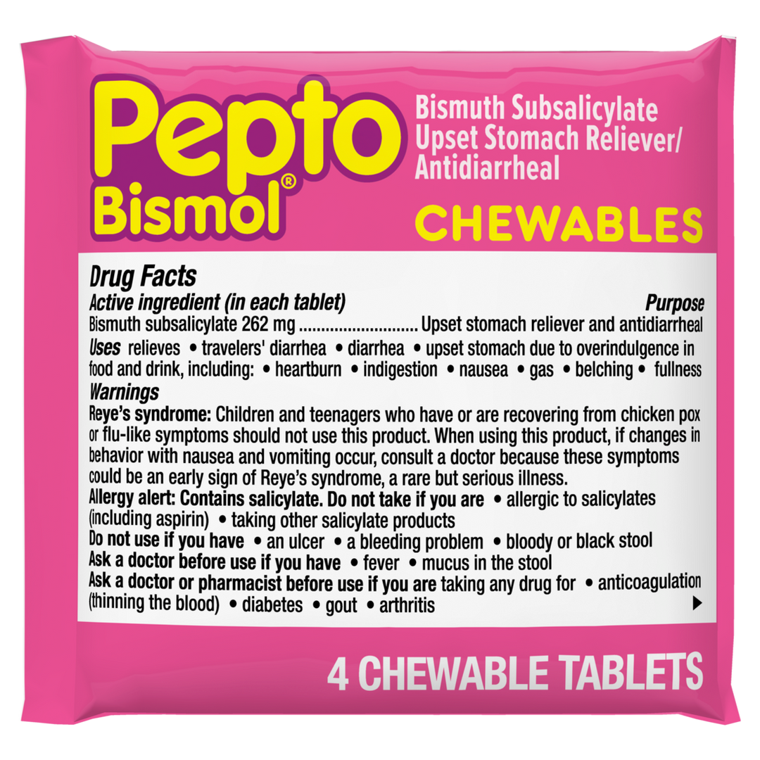 Pepto-Bismol Regular Strength Original Box-4 Count-32/Box-12/Case