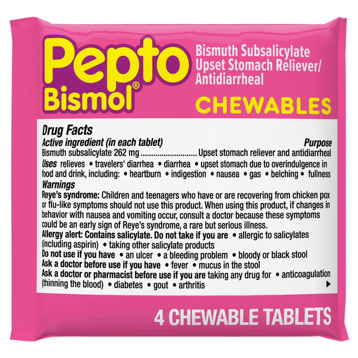 Pepto-Bismol Regular Strength Original Box-4 Count-32/Box-12/Case