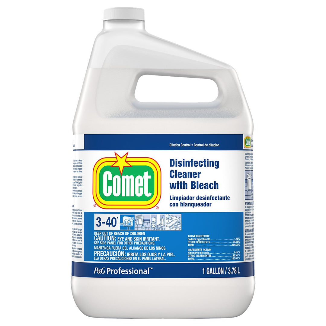Comet Professional Liquid Cleaner With Bleach Disinfecting Concentrate Closed Loop-1 Gallon-3/Case