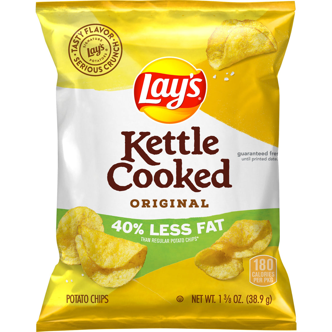 Lay's Kettle Cooked 40% Less Fat Original Potato Chips-1.375 oz.-64/Case