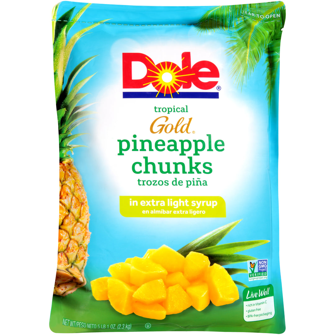 Dole Tropical Gold Premium Cut In Extra Light Syrup Chunk Pineapple-81 oz.-6/Case