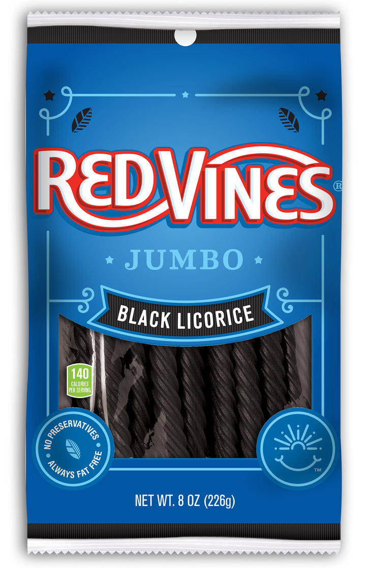Red Vines Jumbo Black Licorice Twists-8 oz.-12/Case