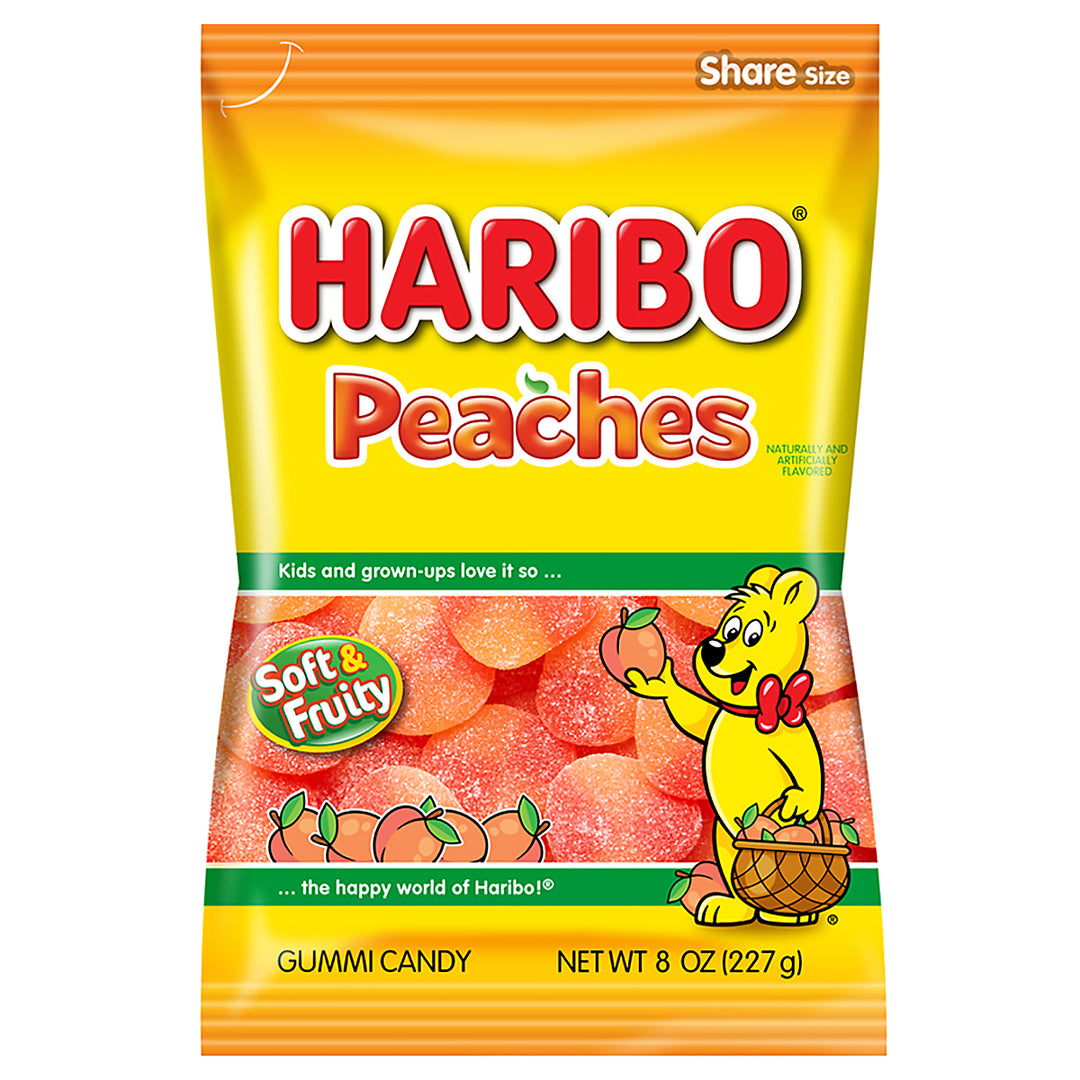 Haribo Confectionery Peaches Gummy Candy-8 oz.-10/Case
