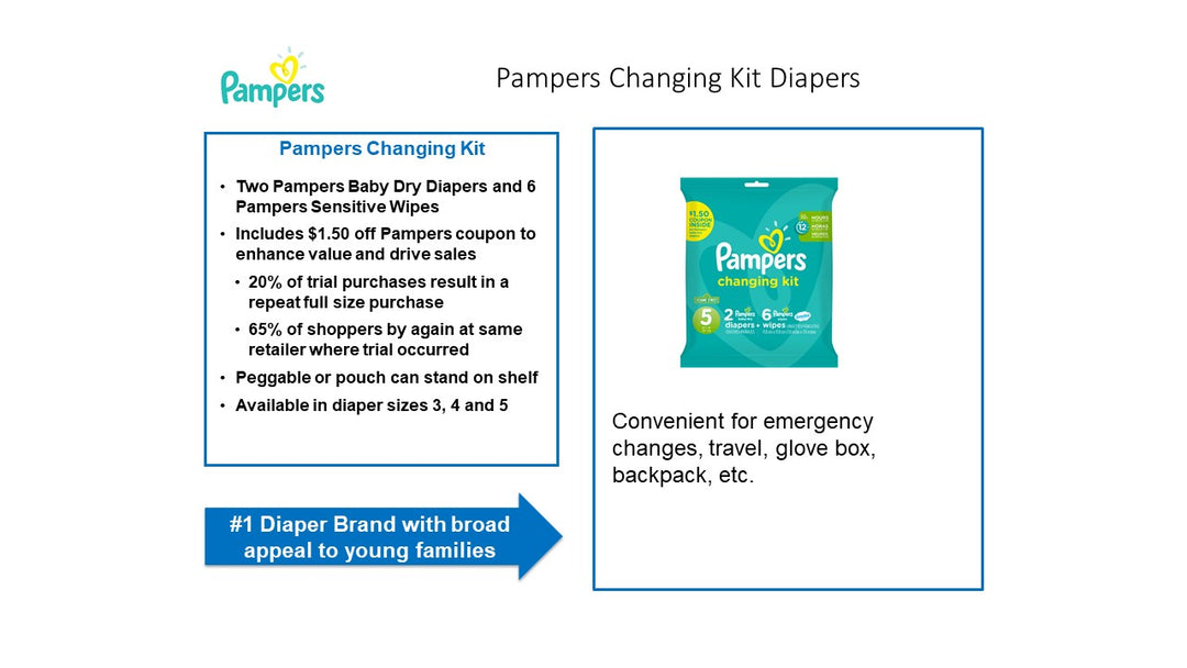 Pampers Diaper Change Kit Size 5-2 Count-10/Case