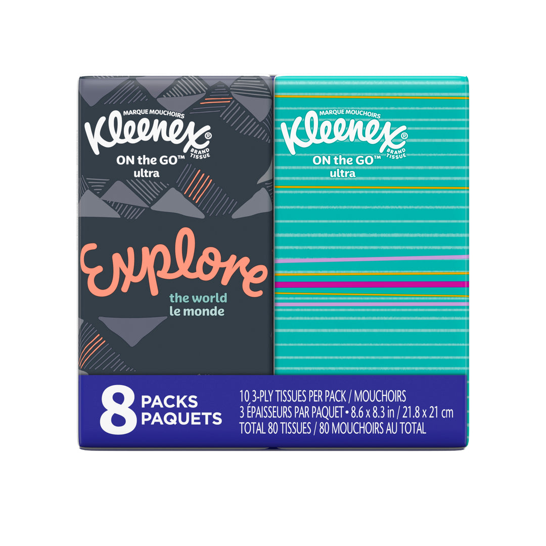 Kleenex Facial Tissues To Go Pocket Pack-80 Count-12/Case