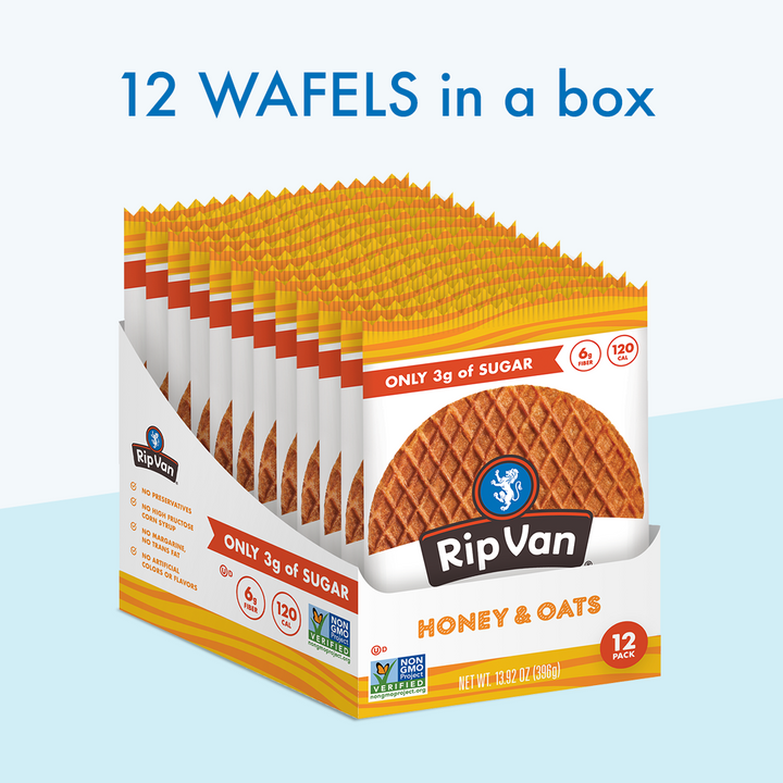 Rip Van Low Sugar Honey & Oats Wafels-1.16 oz.-12/Box-4/Case