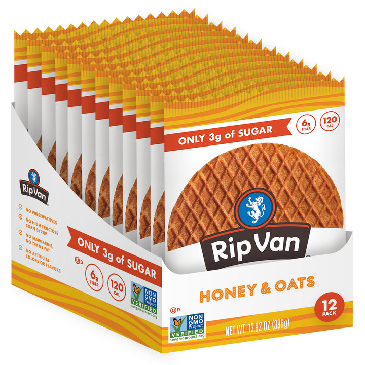 Rip Van Low Sugar Honey & Oats Wafels-1.16 oz.-12/Box-4/Case