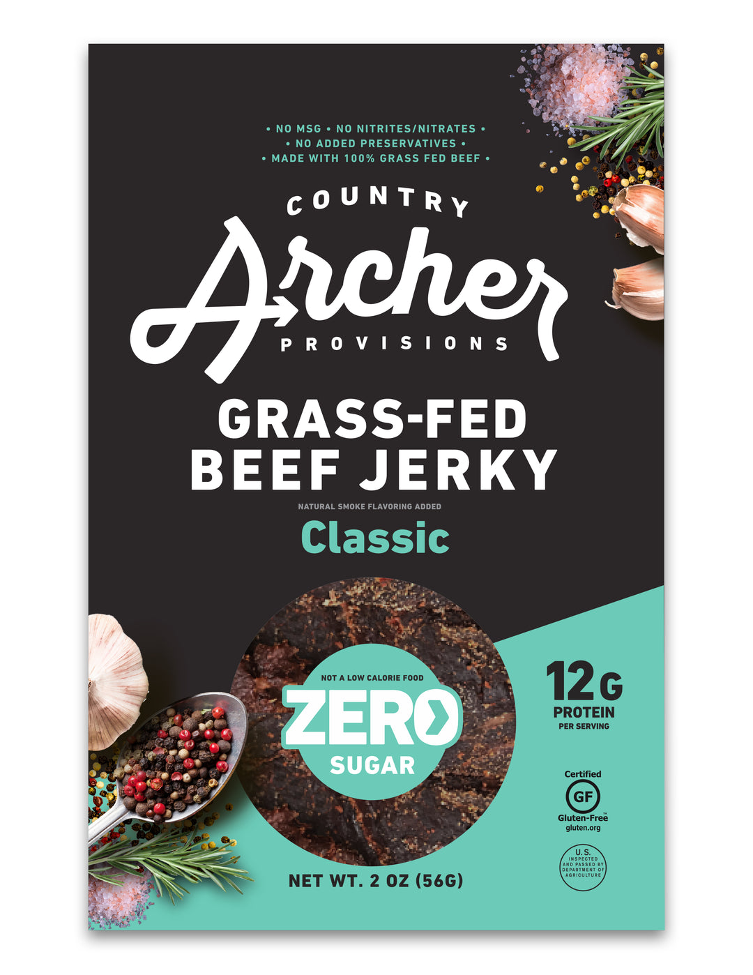 Country Archer Jerky Co Zero Sugar Classic Beef Jerky-2 oz.-12/Case