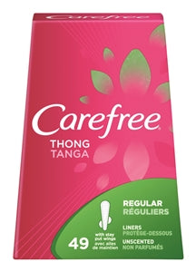 Carefree Panty Liners Thong Unscented-49 Count-12/Case