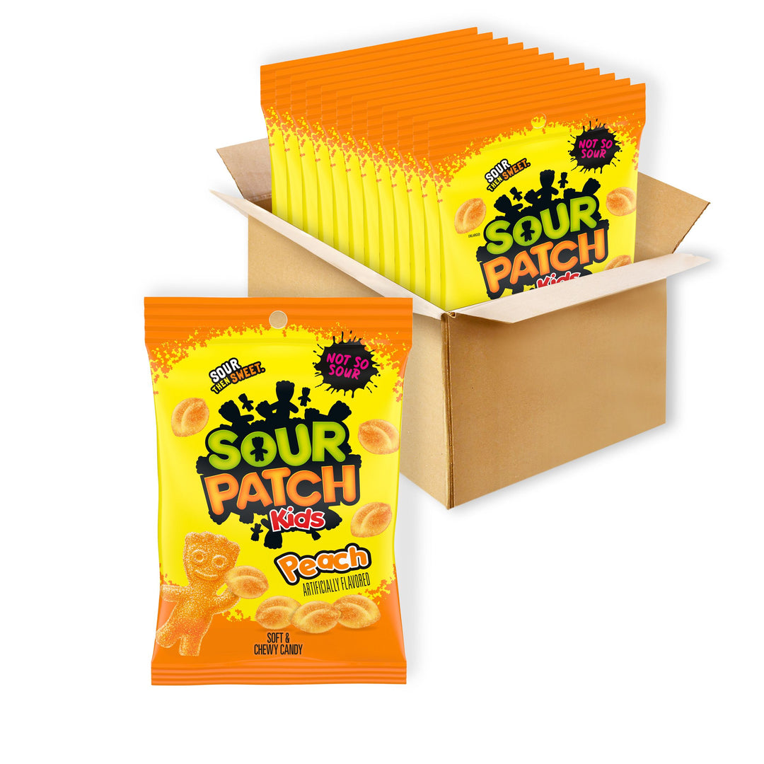 Sour Patch Peach Gummy Candy Peg Bag-8.07 oz.-12/Case