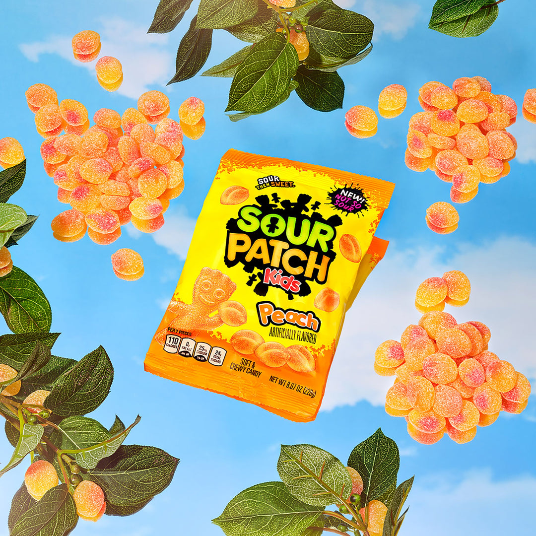 Sour Patch Peach Gummy Candy Peg Bag-8.07 oz.-12/Case