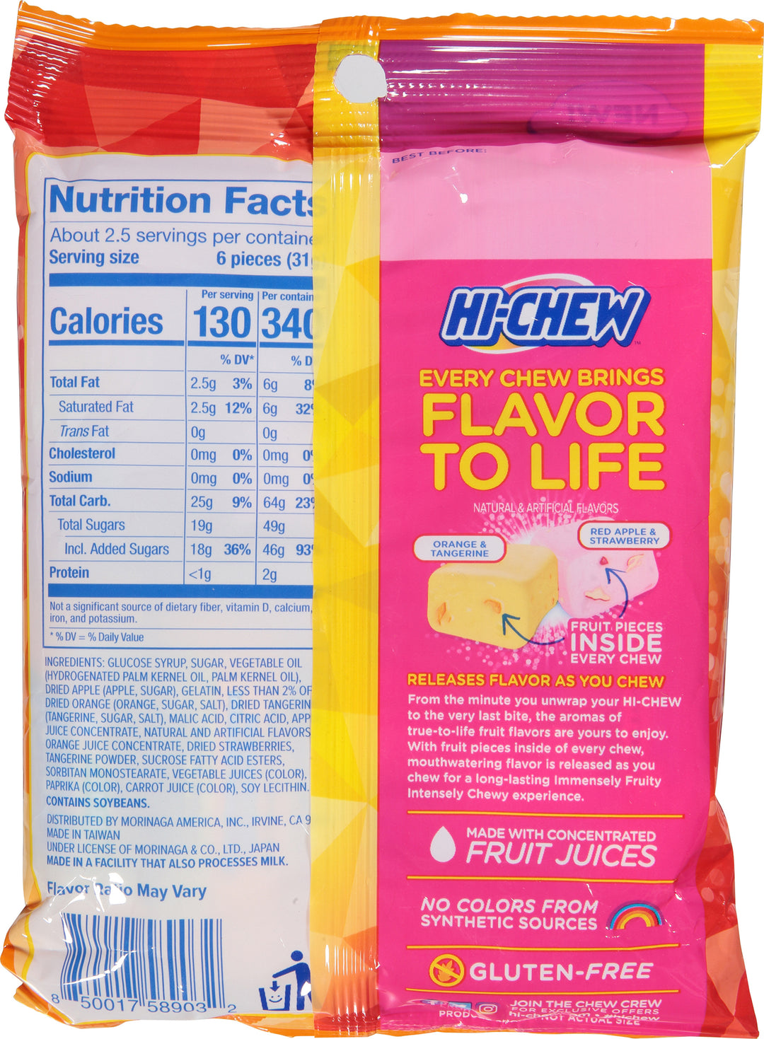 Hi-Chew Plus Fruit Candy Peg Bag-2.82 oz.-6/Case