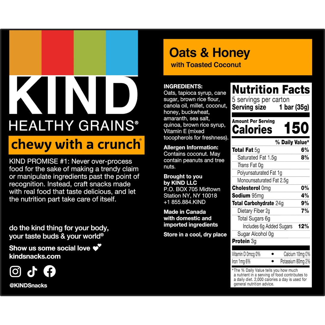 Kind Healthy Snacks Oats & Honey-6 oz.-8/Case